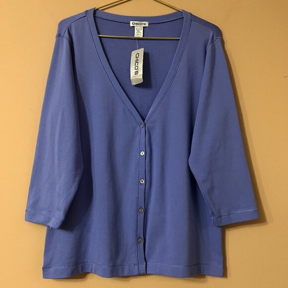 CHICO'S Parisa Cardigan 3/4 Tee Bluejay Women’s NWT Size3 - Picture 1 of 8